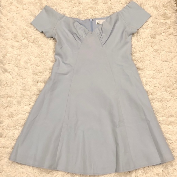 Revolve By The Way Monica Off Shoulder Fit & Flare Dress Blue Small - Picture 3 of 7